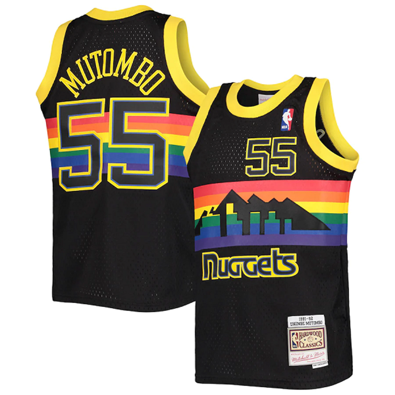 Men's Denver Nuggets Custom Black 1991-92 Hardwood Classics Reload Throwback Stitched Jersey